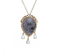 unisex Retro Exquisite Long Haired Queen Pendant Water Drop Zircon Elegant Goddess Necklace Men and Women Amulet Trendy Hip Hop Jewelry Accessories