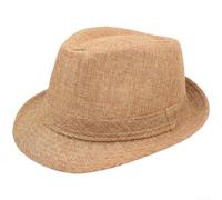 Unisex Retro for jazz Style Panama Hat Lightweight Breathable Polyester Sun Protection Wide Brim Beige Vintage Outdoor Headwear Casual Vacation Hat Travel Hat(Khaki Color)