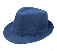 Unisex Retro for jazz Style Panama Hat Lightweight Breathable Polyester Sun Protection Wide Brim Beige Vintage Outdoor Headwear Casual Vacation Hat Travel Hat(Navy Blue)