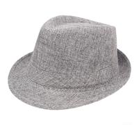 Unisex Retro for jazz Style Panama Hat Lightweight Breathable Polyester Sun Protection Wide Brim Beige Vintage Outdoor Headwear Casual Vacation Hat Travel Hat(Gray)