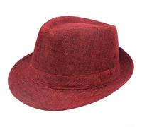 Unisex Retro for jazz Style Panama Hat Lightweight Breathable Polyester Sun Protection Wide Brim Beige Vintage Outdoor Headwear Casual Vacation Hat Travel Hat(Wine Red)