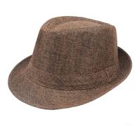 Unisex Retro for jazz Style Panama Hat Lightweight Breathable Polyester Sun Protection Wide Brim Beige Vintage Outdoor Headwear Casual Vacation Hat Travel Hat(Coffee Color)