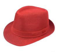 Unisex Retro for jazz Style Panama Hat Lightweight Breathable Polyester Sun Protection Wide Brim Beige Vintage Outdoor Headwear Casual Vacation Hat Travel Hat(Bright Red)