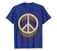 Unisex Retro Peace Sign Vintage 70s Style Shirt Graphic Top Festival Peace Statement, style_k02 blue, S