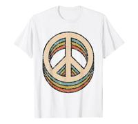 Unisex Retro Peace Sign Vintage 70s Style Shirt Graphic Top Festival Peace Statement, Style_k03 White, M