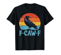 Unisex Retro Sunset Raven T-Shirt - Casual Graphic Shirt for Bird Lovers | Vintage Inspired Pun Top, style_l01 black, M