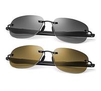 Unisex Rimless Bifocal Sun Readers Reading Glasses UV400 Protection Sport Sunglasses Blue Light Blocking Lightweight Eyewear for Men and Women Outdoor Driving Safety Eyeglasses Tinted Lens Shades