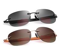 Unisex Rimless Bifocal Sun Readers Reading Glasses UV400 Protection Sport Sunglasses Blue Light Blocking Lightweight Eyewear for Men and Women Outdoor Driving Safety Eyeglasses Tinted Lens Shades