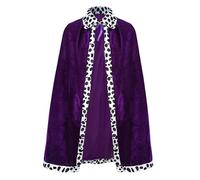 Unisex Royal King Queen Velvet Cloak Spotted Fur Trim Collar Cape Medieval Monarch Costume Robe for Halloween Cosplay Stage Performance Wedding Theme Party Renaissance Fancy Dress