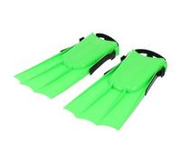 Unisex Rubber Short Swim Flippers for Adults Training Sessions | Easy On-off Fit, Ankle Support, Non-slip Bottom, Green Finish, Travel Packing, Diving Use
