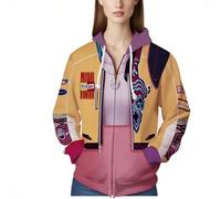 Unisex Rumi Hoodie, 3D Printed Hunters Cosplay Hooded Sweatshirt Zippered Pop Singer Cosplay Hoodie Jacket for Halloween, Zipper Hoodie, S