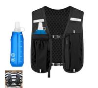 Unisex Running Vest with 500ml Water Bottle & Phone Bag, Multi-pocket Adjustable Hydration Vest, Breathable Reflective Running Vest for Running Cycling Hiking and Outdoor Climbing