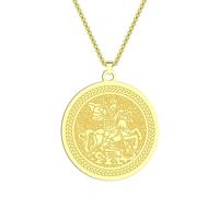 Unisex Saint George Pendant Necklace for Men Women Warrior St George's Dragon Totem Medallion Charm Neck Chain Amulet Jewelry fashion gifts