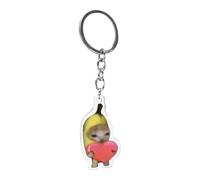 Unisex-Schlüsselanhänger In Fruchtform Mit Weinender Katze - 2D Schlüsselanhänger-Clickerspielzeug Aus Acryl Mit Umhängeband Für Autoschlüssel, Rucksäcke, Handtaschen, Kinder Und| Key Chain |