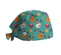 Unisex Scrub Cap Surgical Cap Chef Hat Adjustable Cotton Printed Surgical Cap Work Cap Kitchen Hat for Women Men Doctors for Christmas Santa Gifts for Women