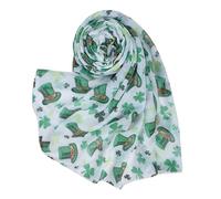 Unisex Shamrock Lightweight Scarf Irish Gifts Celtic Scarf St.Patricks Day Scarf Green Clovers Scarf for Irsh Travel Party Silky Irish Green Shamrock, Luck Clover Satin Stripe Oblong Scarves