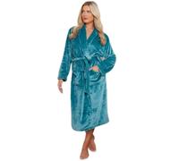 Unisex Shawl Collar Flannel Sherpa Bathrobes Highly Absorbent Super Soft Warm Cosy Dressing Gowns Housecoat Ladies and Gents Nightwear Fluffy Robes (UK, Alpha, One Size, Regular, Regular, Teal)