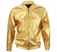 Unisex Shiny Bomber Jacket Fancy Dress Top Shiny Fish Scale Mermaid Gold Silver