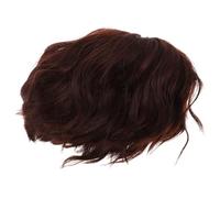 Unisex Short Curly Wig Coffee Synthetic Costume Wig for Men and Women