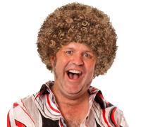Unisex Short Fluffy Afro Wigs-Women Men Kinky Curly Disco Hippie Wig for Costume Cosplay Halloween Christmas Party (Brown)