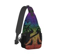 Unisex Shoulder Crossbody Bag Chakra Meditation Lady Tree Art Sling Backpack Anti Theft Shoulder Chest Bags for Running Women Sports