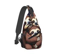 Unisex Shoulder Crossbody Bag Full Moon Space Sloth Family Chest Backpack Anti Theft Shoulder Chest Bags for Outdoor Camping Cycling