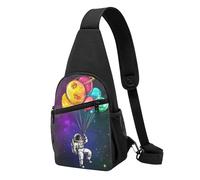 Unisex Shoulder Crossbody Bag Planet Moon Balloon Astronaut Art Chest Backpack Anti Theft Rucksack for Women Men Travel