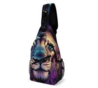 Unisex Shoulder Crossbody Bag Trippy Animal King Cool Lion Art Shoulder Chest Bags Anti Theft,Lightweight Sling Backpack for Working Travel Camping