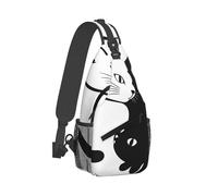Unisex Shoulder Crossbody Bag Ying Yan(Yinyang) Black And White Sleepy Cat Chest Backpack Anti Theft Shoulder Bags for Outdoor Camping Travel