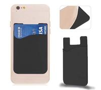 Unisex Silicone Adhesive Phone Wallet, Flexible Stick-On ID Credit Card Holder Pocket Pouch with Strong Adhesive for Smartphones - Durable, Compact, Lightweight (Black)