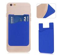Unisex Silicone Adhesive Phone Wallet, Flexible Stick-On ID Credit Card Holder Pocket Pouch with Strong Adhesive for Smartphones - Durable, Compact, Lightweight (Blue)