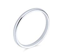 Unisex Simple Minimalist Thin Stackable .925 Sterling Silver Couples Wedding Band Ring For Women Men 2MM