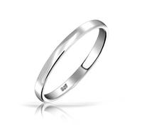Unisex Simple Minimalist Thin Stackable .925 Sterling Silver Couples Wedding Band Ring For Women Men 3MM