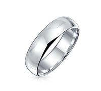 Unisex Simple Traditional Couples .925 Sterling Silver Dome Wedding Band Ring For Women Men 5MM Comfort Fit