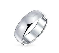 Unisex Simple Traditional Couples .925 Sterling Silver Dome Wedding Band Ring For Women Men 6MM Comfort Fit