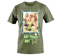 Unisex Size 3XL - Personalised Custom Made Design Your Any Photo Image Logo Any Color Text Printed T-Shirts Tees Top Back Print - Military Green
