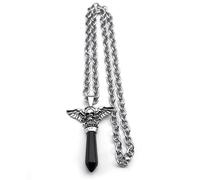 unisex Skull Black Stone Necklace Goth Dark Punk Skeleton Pendant Hexagonal Column Scepter Necklaces Jewelry