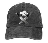 Unisex Skull-Chef Cooking Skull Vintage Jeans Adjustable Baseball Cap Cotton Denim Dad Hat, Black 5, One Size