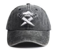 Unisex Skull-Chef Cooking Skull Vintage Jeans Adjustable Baseball Cap Cotton Denim Dad Hat, Embroidered Black 3, One size