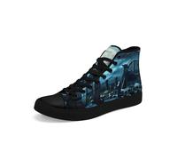 Unisex Skull Shoes High Top Canvas Sneakers Lace Up Classic Tennis Shoes Casual Walking Shoes Gothic Streetwear