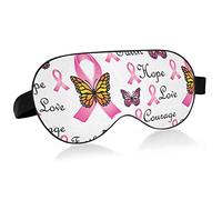 Unisex Sleep Eye Mask Faith Pink Ribbons Butterfly Night Sleeping Mask Comfortable Eye Sleep Shade Cover