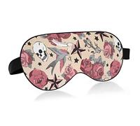 Unisex Sleep Eye Mask Girly Tattoo Rose Skull Halloween Night Sleeping Mask Comfortable Eye Sleep Shade Cover