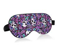 Unisex Sleep Eye Mask Purple Flowers Skulls Halloween Night Sleeping Mask Comfortable Eye Sleep Shade Cover