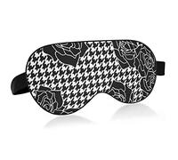 Unisex Sleep Eye Mask Roses Black Houndstooth Plaid Night Sleeping Mask Comfortable Eye Sleep Shade Cover