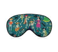 Unisex Sleep Mask Travel Eye Shade Mask Day of The Dead Skeleton Dance Blackout Eye Mask with Adjustable Straps