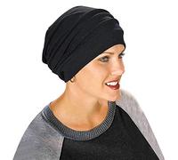 Unisex Sleeping Bonnet Beanie Chemo Caps Sleep Hats Elastic Confinement Turban Cotton Night Cap Hat Baggy Slouchy Muslim Head Scarf Wrap Black for Chemo Alopecia,Hair Loss (UK, Alpha, One Size, Black)