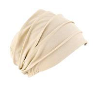 Unisex Sleeping Bonnet Beanie Chemo Caps Sleep Hats Elastic Confinement Turban Cotton Night Cap Hat Baggy Slouchy Muslim Head Scarf Wrap Black for Chemo Alopecia,Hair Loss (UK, Alpha, One Size, Beige)