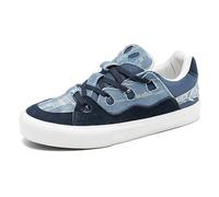 Unisex Slip-On Canvas Sneakers，Trendy Bread Shoes for Men & Women，Hands-Free Fashion Skate Shoes，Lightweight Breathable Walking Shoes (9.5,03_Blue)