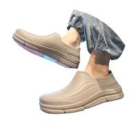 Unisex Slip-On Chef Clogs with Cushioned Insole, Waterproof Non-Slip Kitchen Shoes for Restaurant & Hospital Workers, Lightweight & Easy to Clean, Sizes 3.5-13 (Khaki, 4)