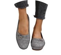Unisex Slip On Flat Loafers - Comfortable Everyday Walking Footwear with Flexible Sole, Breathable Knit Upper, Machine Washable Grey